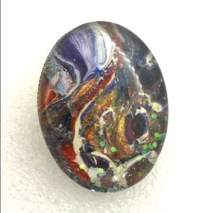 Brooch pin hand painted glass dome handcrafted